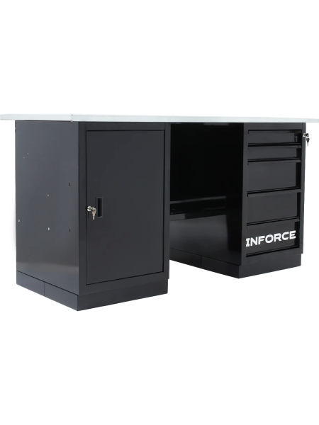 Верстак с драйвером и тумбой Inforce 1600х686х845 LW-3, допустимая нагрузка на стол 1000кг, 05-01-007