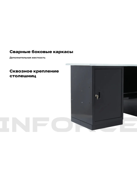 Верстак с драйвером и тумбой Inforce 1600х686х845 LW-3, допустимая нагрузка на стол 1000кг, 05-01-007