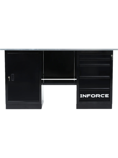 Верстак с драйвером и тумбой Inforce 1600х686х845 LW-3, допустимая нагрузка на стол 1000кг, 05-01-007