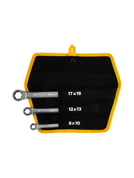 Набор накидных трещоточных ключей Inforce, размеры 8-19, трещотка 72 зуба, 06-05-91