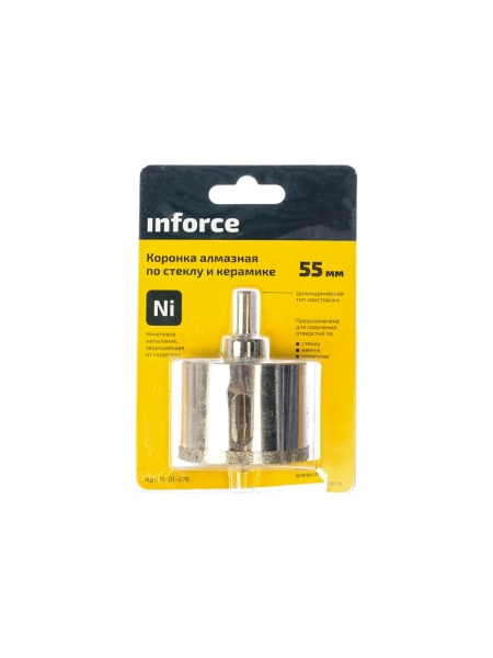 Коронка алмазная по стеклу и керамике (55 мм; 30 мм) Inforce 11-01-076