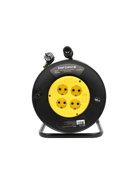 Силовой удлинитель Inforce на катушке 4 гнезда, с/з ПВС 3х1,5 16A 10м IP20 GRANITE ZG 09-15-09