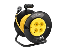 Силовой удлинитель Inforce на катушке 4 гнезда, с/з ПВС 3х1,5 16A 10м IP20 GRANITE ZG 09-15-09