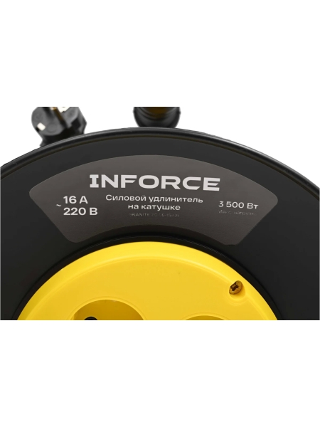 Силовой удлинитель Inforce на катушке 4 гнезда, с/з ПВС 3х1,5 16A 10м IP20 GRANITE ZG 09-15-09