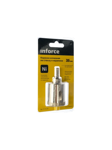 Коронка алмазная по стеклу и керамике (35 мм; 30 мм) Inforce 11-01-071