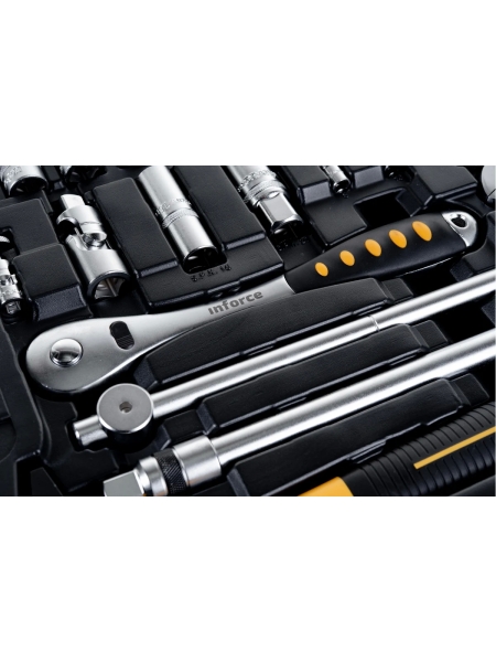 Набор инструментов Inforce 77 предметов 1/2 дюйма и 1/4 дюйма, Сталь Cr-V, Профессиональный, 06-07-19