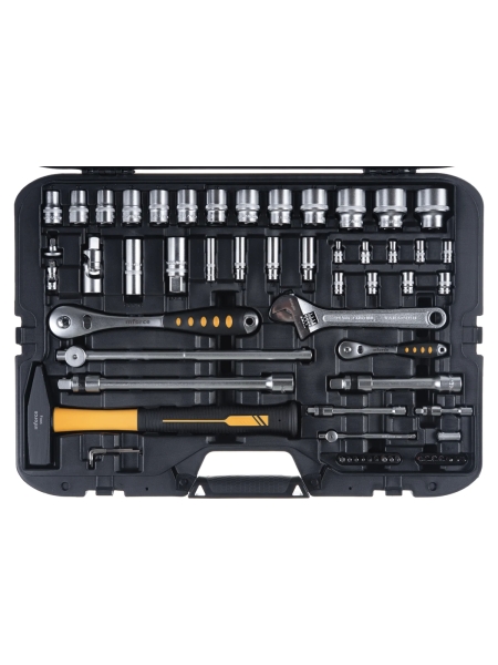 Набор инструментов Inforce 77 предметов 1/2 дюйма и 1/4 дюйма, Сталь Cr-V, Профессиональный, 06-07-19