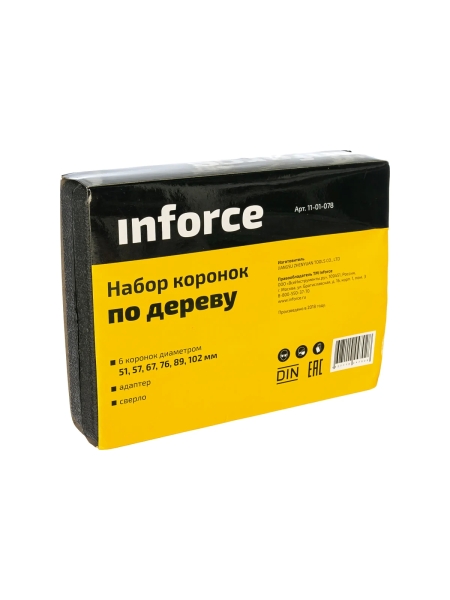 Набор коронок по дереву (51-102 мм; 8 предметов) Inforce 11-01-078