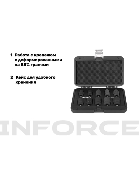 Набор торцевых ударных головок Inforce (1/2"; 10-24 мм) 11-01-261