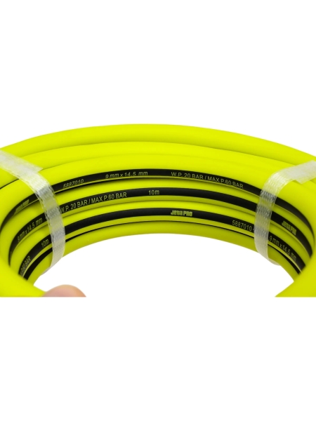 Шланг гибкий ПВХ с фитингами 9x14.5 мм, 10 м, желтый Jeta PRO 5887010