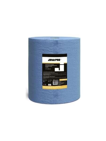 Салфетки бумажные двухслойные Jeta PRO очищ., 34 г/м²,35x38 см Цвет:синий 2 рулона /500шт/рул 5850766