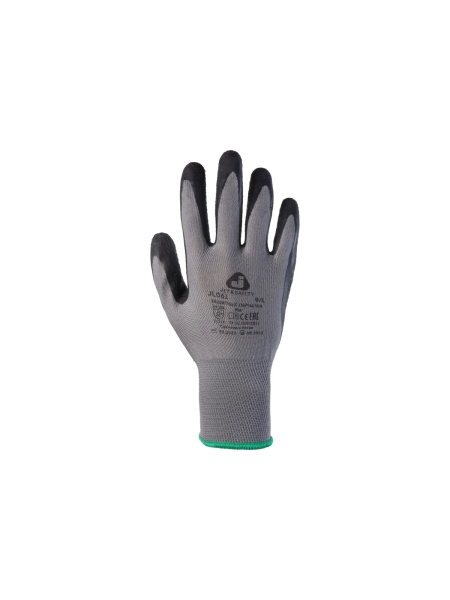 Перчатки из полиэфирной пряжи c рельефным латексным покрытием Jeta Safety р. 9/L, серый/черный JL061/L