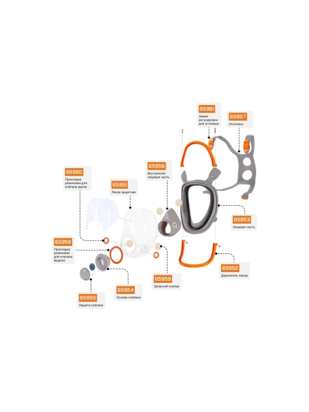 Комплект запасных клапанов полнолицевых масок 5950 и 6950 Jeta Safety 5 шт. 65959