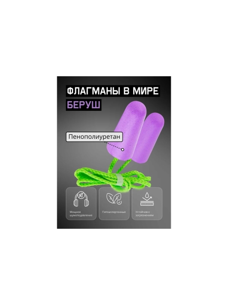 Беруши одноразовые с хлопковым шнурком Jeta Safety 38 дБ JEM-438-C