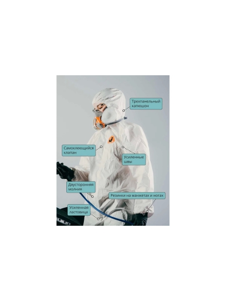Комбинезон химзащиты Jeta Safety из нетканого материала MP, плотность 60 г/м², размер L/50-52, JPC-50-L