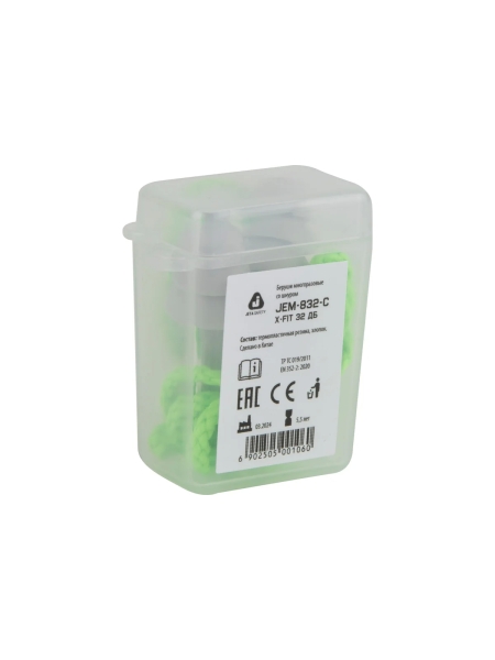 Беруши Jeta Safety многоразовые с хлопковым шнурком 32 дБ, в боксе, JEM-832-C