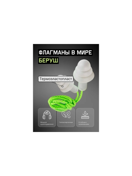 Беруши Jeta Safety многоразовые с хлопковым шнурком 32 дБ, в боксе, JEM-832-C