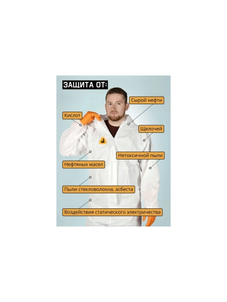 Комбинезон хим.защиты Jeta Safety многоразовый из нетканого материала Neofit, разм.XXXL/56-58, JPC58-XXXL