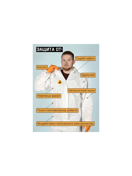 Комбинезон хим.защиты Jeta Safety многоразовый из нетканого материала Neofit, разм.L/50-52, JPC58-L