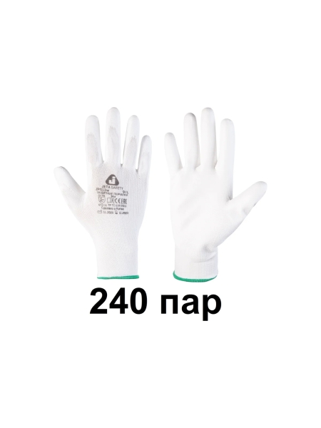 Защитные перчатки для точных рбот Jeta Safety (240 пар) из полиэфира c полиуретановым покрытием, разм.M/8, JP011w-box-M