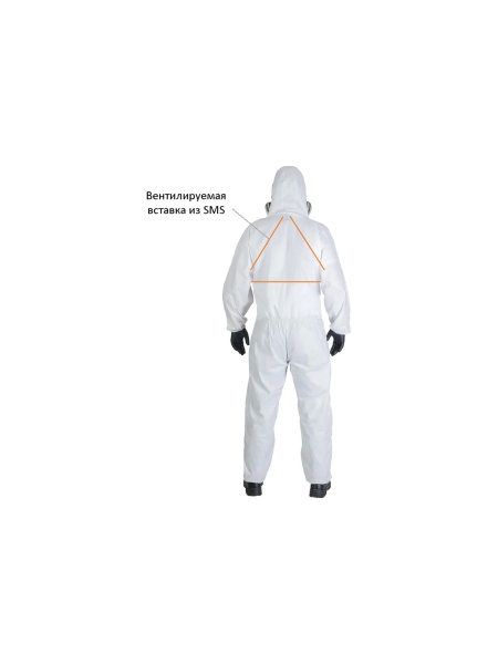 Комбинезон химзащиты Jeta Safety с дышащей вставкой из SMS на спине, плотн.65 г/м², разм.L/50-52, JPC-65-L