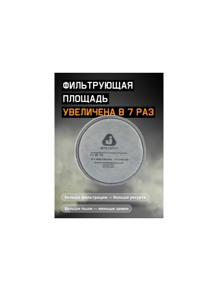 Фильтр противоаэрозольный (противопылевой) Jeta Safety от запахов и пыли, HEPA (2 шт.) с угольным слоем класса P3R D 5536-P3RD-PRO