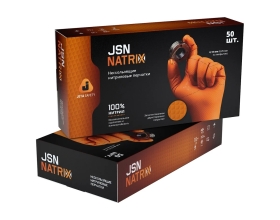 Ультрапрочные нескользящие нитриловые перчатки Jeta Safety 0,15мм, 25пар ,размер 9/L, оранжевые 050NATRIX-OR-09-L