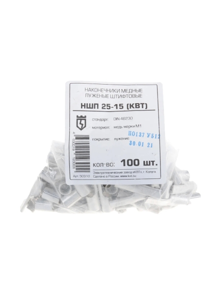 Плоский штифтовой наконечник КВТ НШП-25 100 штук 50310