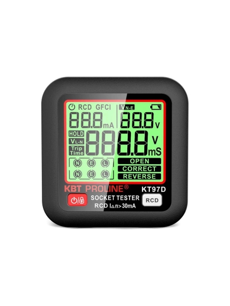 Тестер розеток и УЗО КВТ КТ 97D серия PROLINE 91921