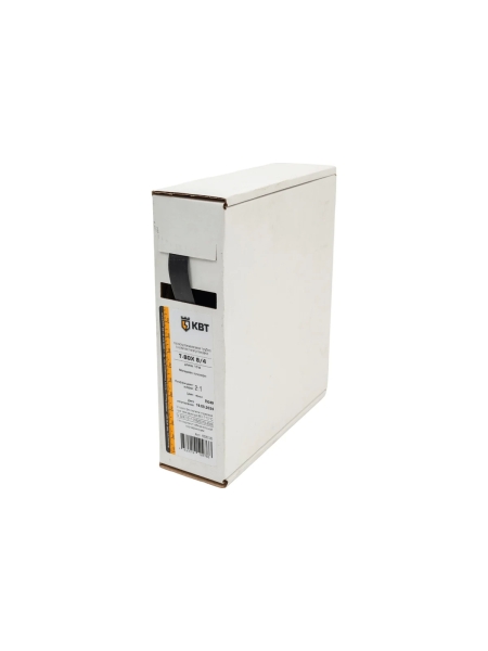 Трубка термоусадочная T-BOX 8/4 черный 10м КВТ 65606