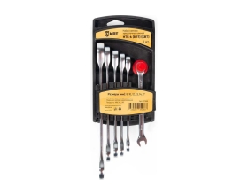 Набор гаечных комбинированных трещоточных ключей КВТ НТК-6 серия PROFESSIONAL 8-17 мм 91948