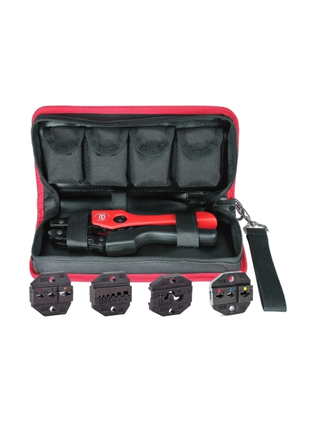 Ручные пресс-клещи КВТ СТК+4, 4 матрицы в сумке 75907