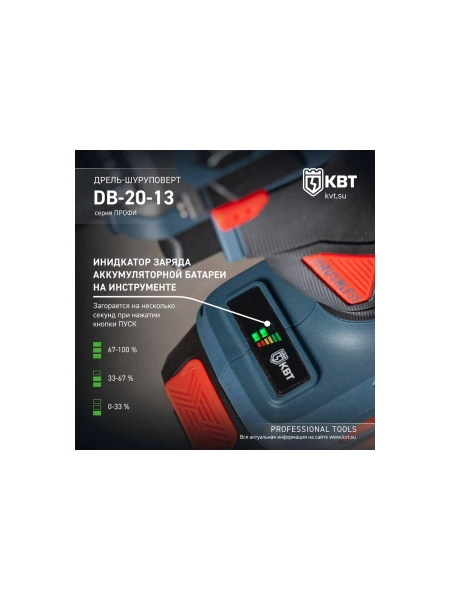 Дрель-Шуруповерт КВТ DB-20-13 серия ПРОФИ 102588