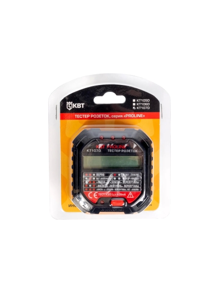 Тестер розеток и УЗО КВТ КТ 107D PROLINE 86321