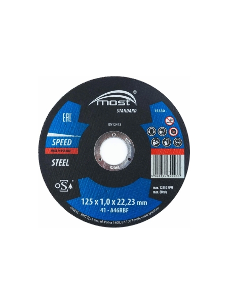 Круг отрезной Standard steel по черной стали 41 125x1x22 мм MOST 9414325100