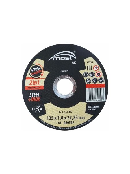 Круг отрезной Pro steel+inox 41 универсальный 125x1x22 мм MOST 9414625100