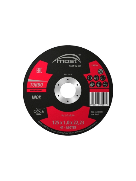 Круг отрезной по нержавейке MOST 125x1,0x22 Standard INOX 41 (упаковка 50шт.) 9414125100