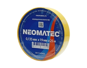 Изолента ПВХ (25м х 19мм х 0,135мм) жёлтая NEOMATEC 11.42403 
