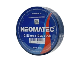 Изолента ПВХ (25м х 19мм х 0,135мм) синяя NEOMATEC 11.42403
