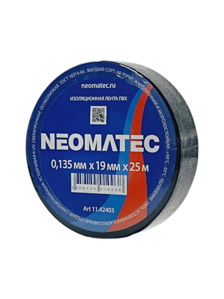 Изолента ПВХ (25м х 19мм х 0,135мм) чёрная NEOMATEC 11.42403