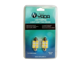 Светодиод Nord-Yada 24V T11x36-S8.5(6SMD,size 5050)C5W теплый белый, блистер, 2 шт.TM NORD YADA 902384