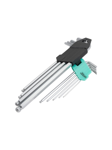 Набор удлиненных шестигранных ключей Nord-Yada с шаром 9 предметов 1.5, 2, 2.5, 3, 4, 5, 6, 8, 10 мм ТМ Nord YADA 907657