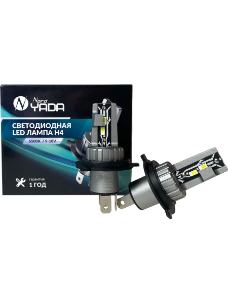 Светодиодная лампа головного света Nord-Yada Н4 9-18V 6500 4500lm E4 TM (2шт в 1уп.) 909119