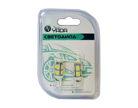 Светодиод Nord-Yada 12V T10 (9SMD,size 5050) W5W белый 1.3W 54lm, блистер, 2 шт.TM NORD YADA 904652