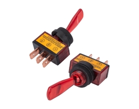 Однополюсный тумблер Nord-Yada 12V 20А с красной подсветкой (3контакта) ON-OFF 905520