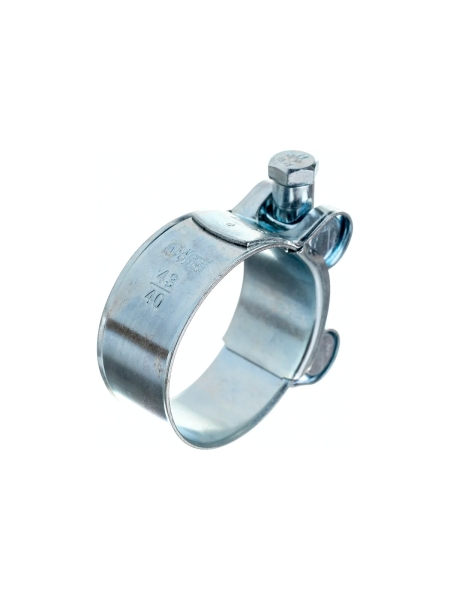 Силовой хомут Nord-Yada Д: 40-43 мм, Ш: 20 мм, Т: 0,8 мм, болт: М6х50, оцинкованная сталь 905990