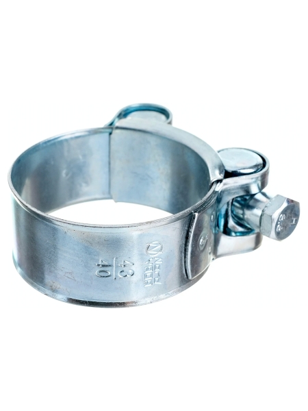 Силовой хомут Nord-Yada Д: 40-43 мм, Ш: 20 мм, Т: 0,8 мм, болт: М6х50, оцинкованная сталь 905990