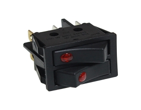 Двойная клавиша Nord-Yada 250V 16А черная с подсветкой (6контактов) ON-OFF (2шт в упаковке) 905451