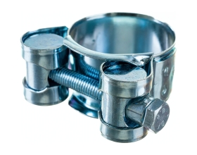 Силовой хомут Nord-Yada Д: 26-28 мм, Ш: 18 мм, Т: 0,6 мм, болт: М5х40, оцинкованная сталь 905985