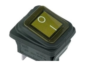 Клавиша Nord-Yada 250V 15А желтая с подсветкой (4контакта) ON-OFF (2шт в упаковке) ВЛАГОЗАЩИТА 905939